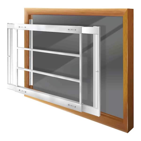 Removable 21 in. to 28 in. Adjustable Width 4-Bar Window Guard, White