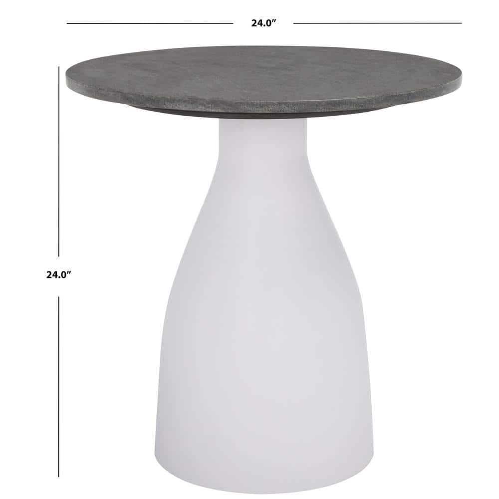 White Rock Crystal and Gold Metal Round Drink Table