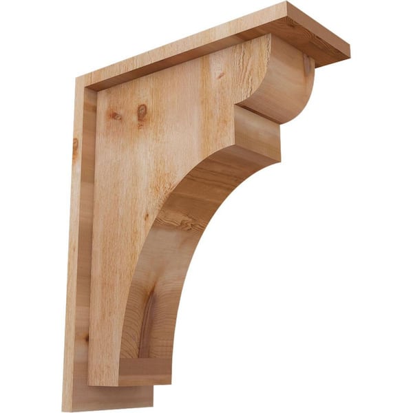 Ekena Millwork 6 in. x 14 in. x 18 in. Western Red Cedar Yorktown Rough Sawn Corbel with Backplate