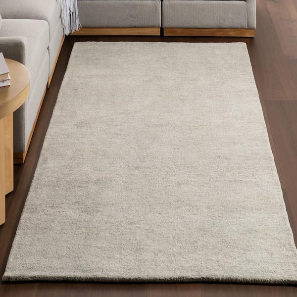 Citra Solid Wool Area Rug Ivory 9 ft. x 12 ft. Area Rug