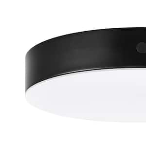 Luis 11 in. Light Matte Black Adjustable CCT Integrated LED Ceiling Flush Mount Fixture