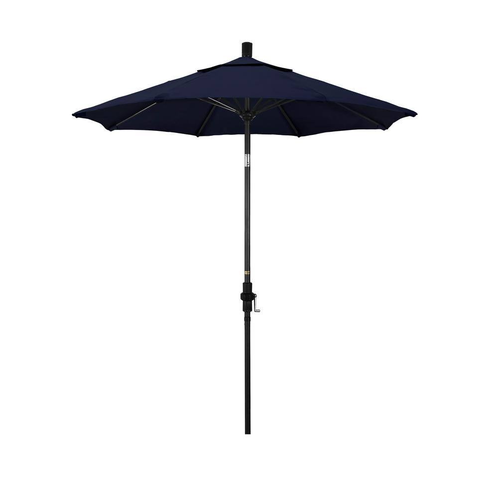 7.5 ft. Matted Black Aluminum Market Collar Tilt Patio Umbrella Fiberglass Ribs and in Navy Olefin price history on PriceWatchPro