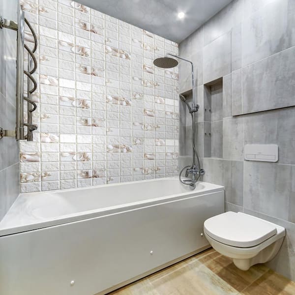 3D Falkirk Retro 10/1000 in. x 38 in. x 19 in. White Faux Distressed Stone Shells PVC Wall Panel