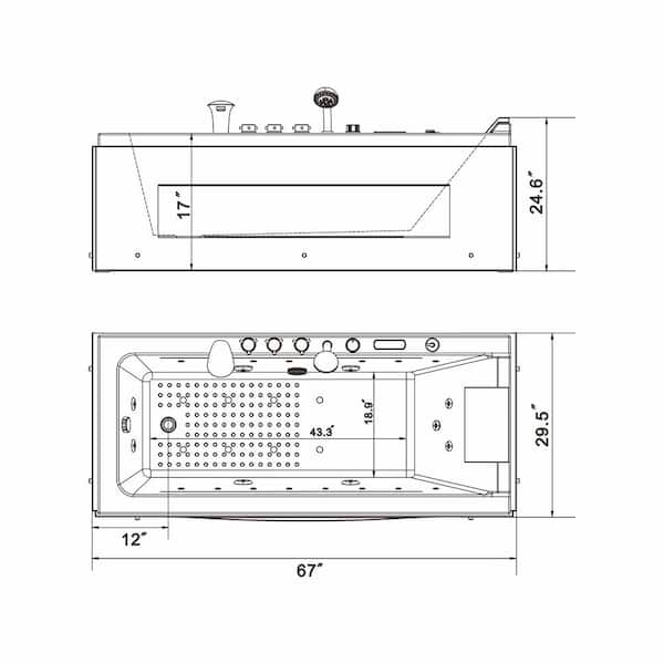 67 in. 1 Person Freestanding Whirlpool Jetted SPA Hot Tub with Chromot