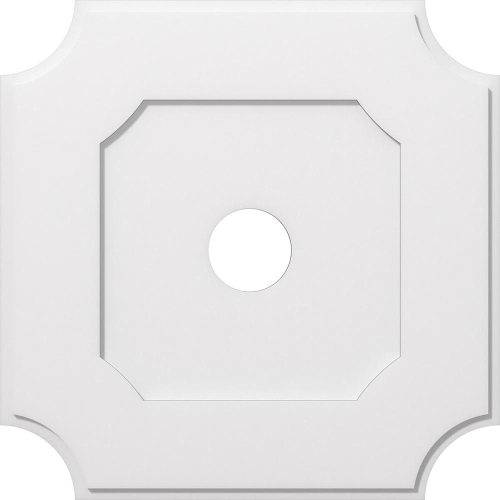 White PVC Contemporary Square Ceiling Medallion, 30"