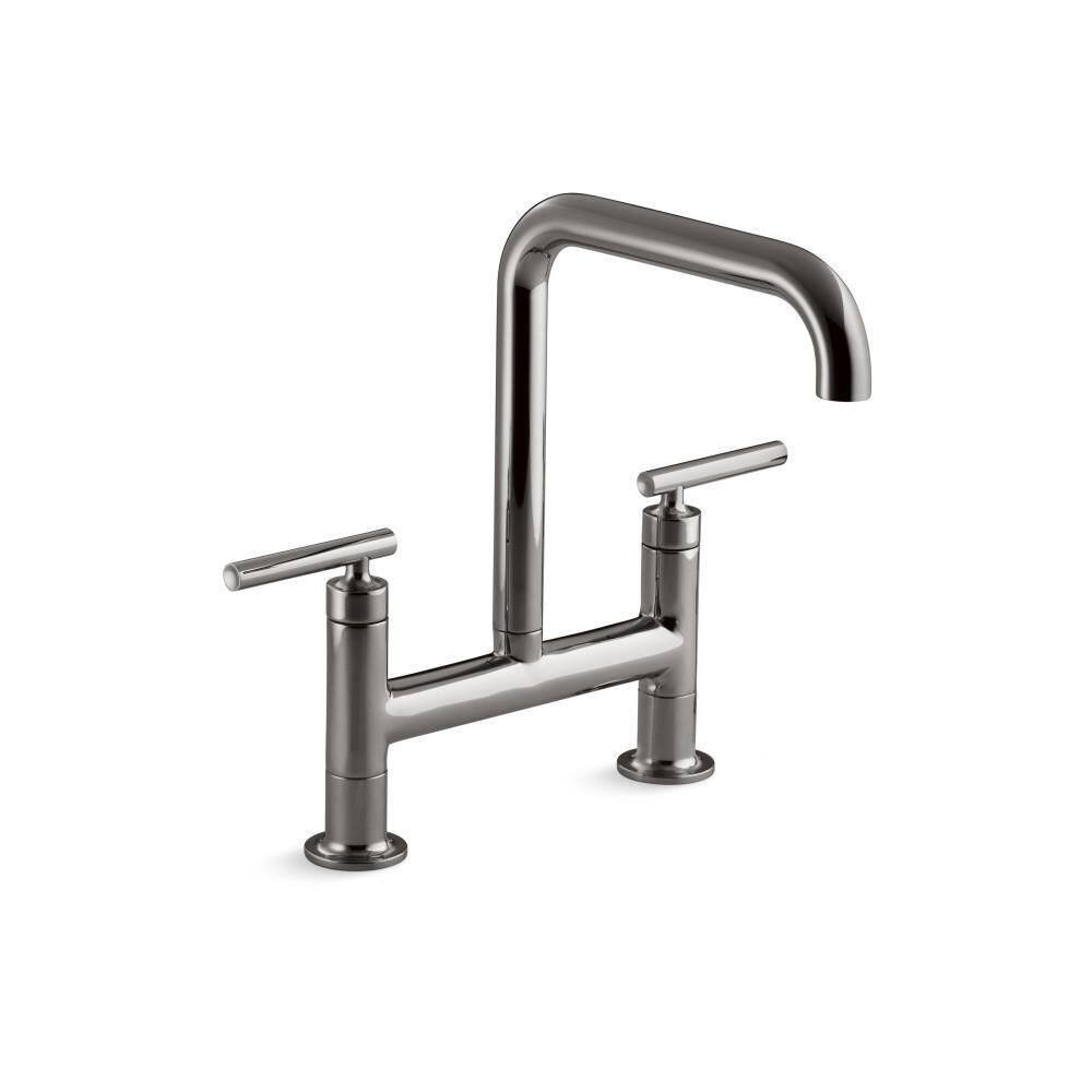 Purist Double-Handle Surface Mount Bridge Kitchen Faucet in Vibrant Titanium price history on PriceWatchPro