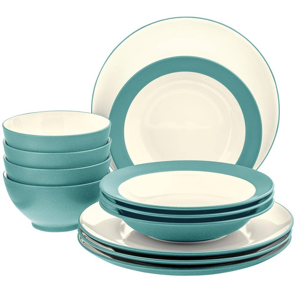 Noritake Colorwave Turquoise 12-Piece (Turquoise) Stoneware Coupe ...