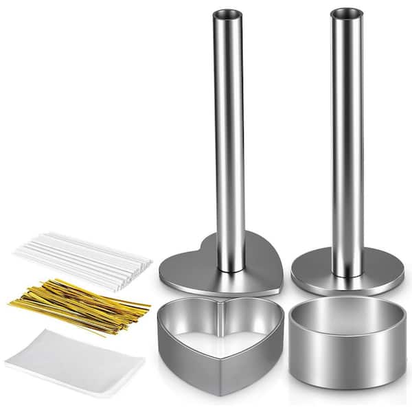 2 Pack Stainless Steel Cake Pop Mold Kit with Cutter and Pusher for Cakepops, Lollipops, Candies, Cookies