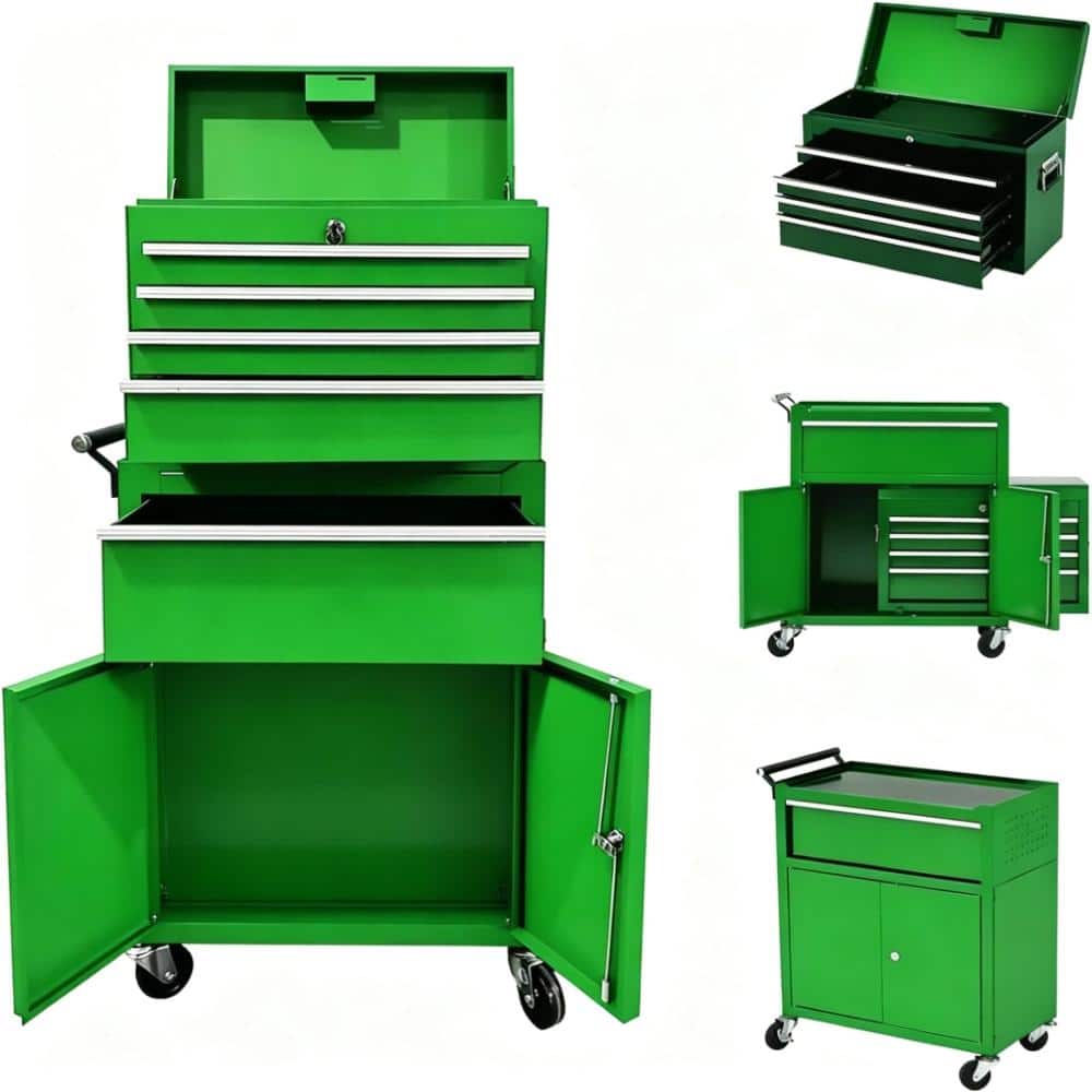 5-Drawer Green Tool Chest Tool Box ,Lockable Detachable Rolling Storage, 2-in-1 Compact Metal Cabinet with Top Chest price history on PriceWatchPro