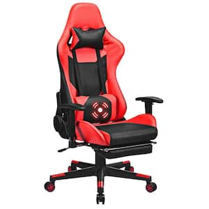 29 in. Width Big and Tall Red Upholstery Gaming Chair with Adjustable Height