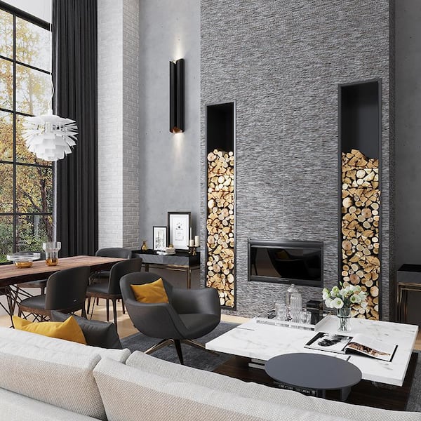 Sothis Black 23 in. x 46 in. Textured Porcelain Rectangle Wall and Floor Tile (15.29 sq. ft./Case) (2-pack)