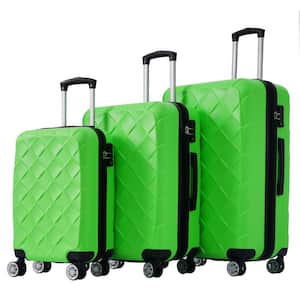 3-Piece Green Expandable ABS Hardshell Spinner 20 in. 24 in. 28 in. Luggage Set with TSA Lock