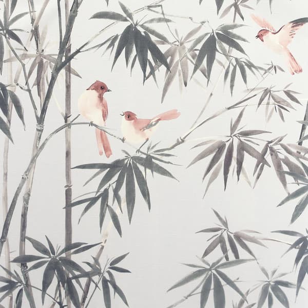 Arthouse Birds and Bamboo Grey Textured Vinyl Wallpaper