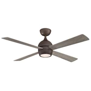 Kwad 52 in. Integrated LED Matte Greige Ceiling Fan with Opal Frosted Glass Light Kit and Remote Control