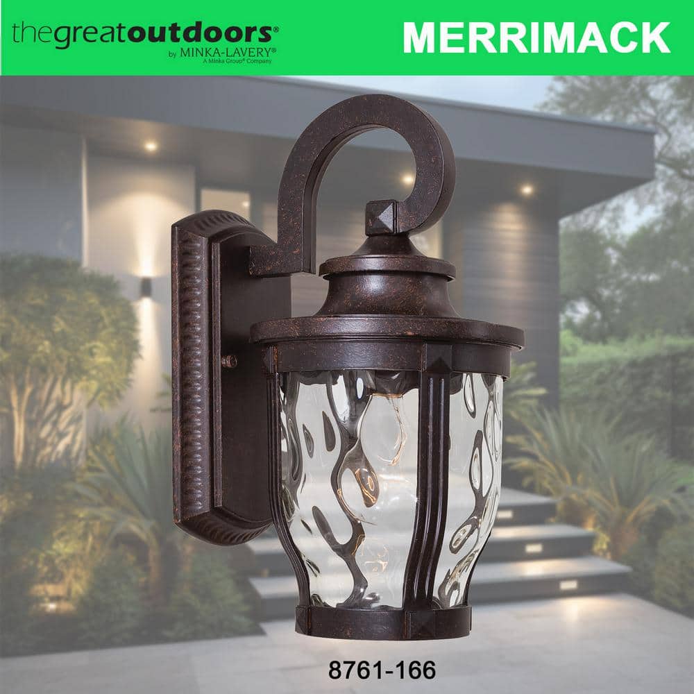 Corona Bronze Outdoor Lantern Sconce with Clear Hammered Glass
