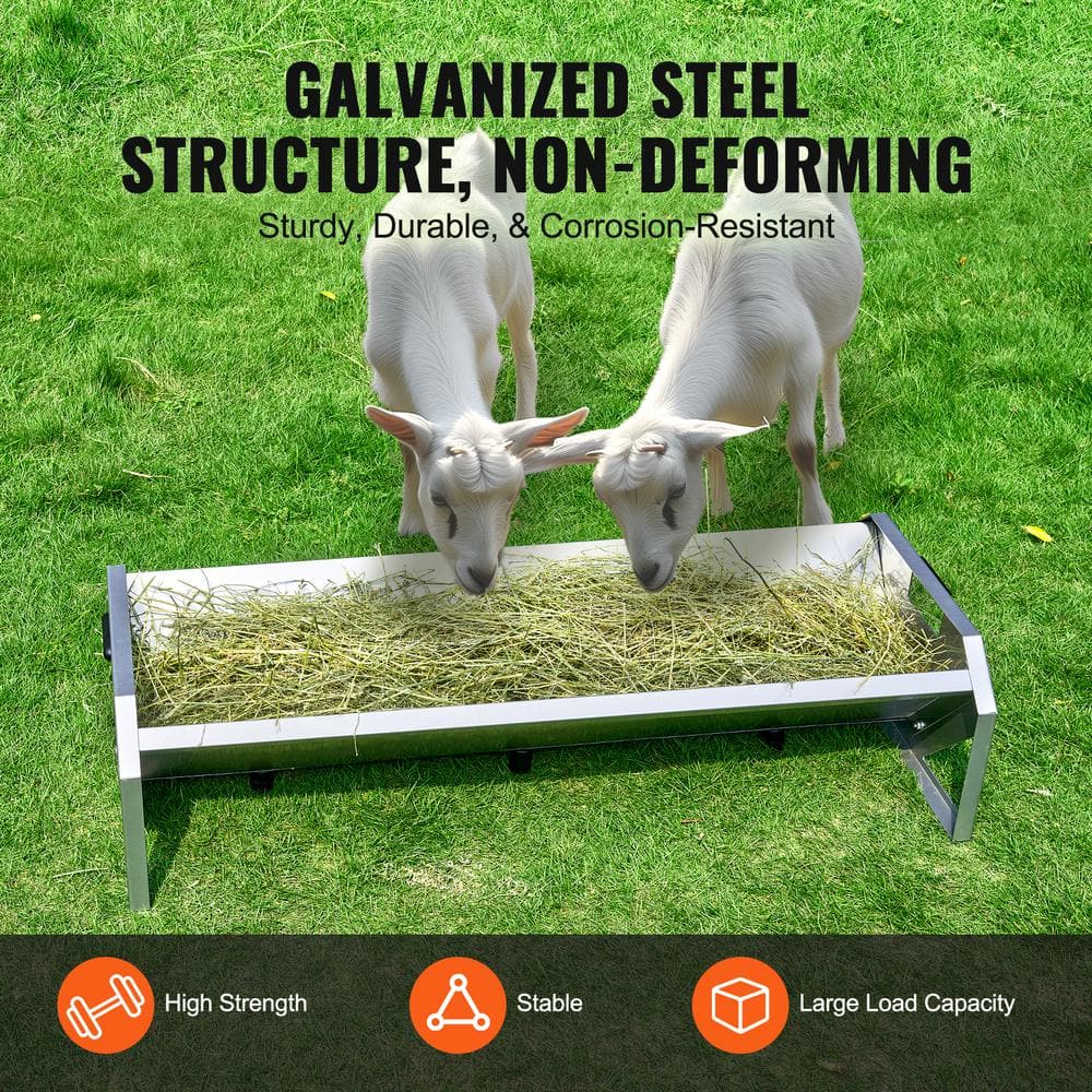 Heavy Duty Galvanized Steel Goat Hay Feeder, 45"