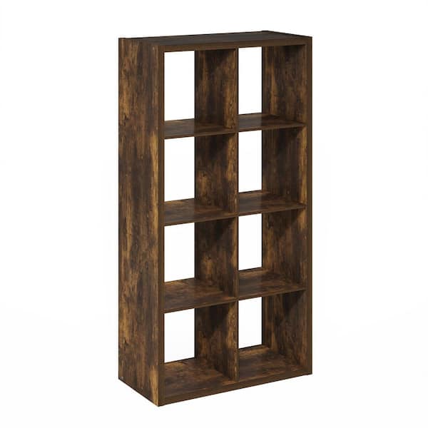 Furinno Cubicle 58 in. Tall Amber Pine Wood 8 Shelf Open Back