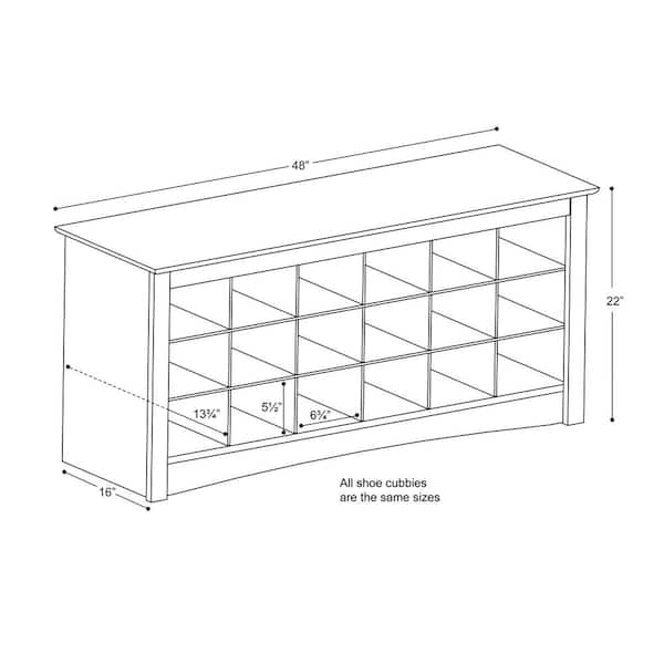 Prepac Entryway Shoe Storage Cubbie Bench (Black) BSS-4824