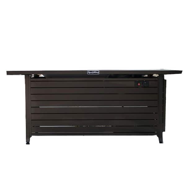Boosicavelly 57 in. Dark Brown Steel Propane Outdoor Fire Pit Table with Lid