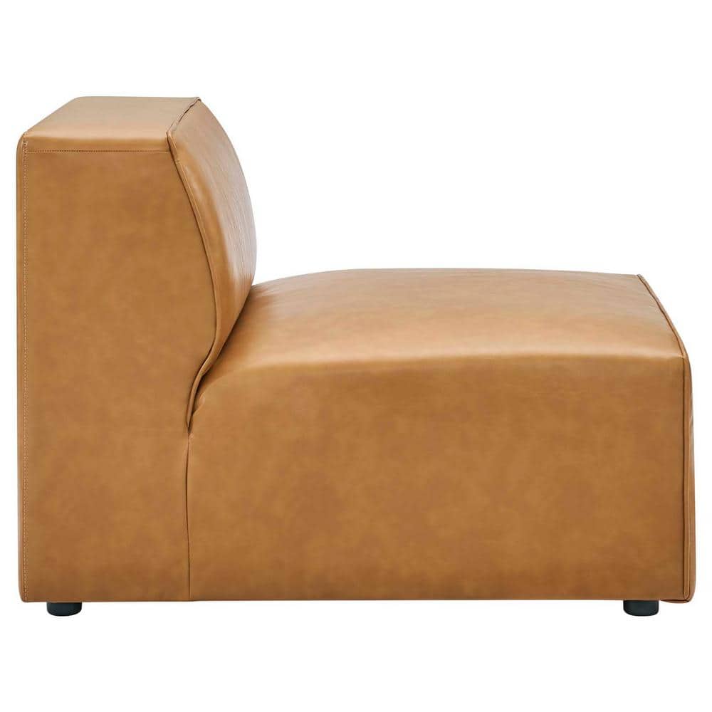 Mingle Contemporary 3-Piece Tan Faux Leather Sectional Sofa