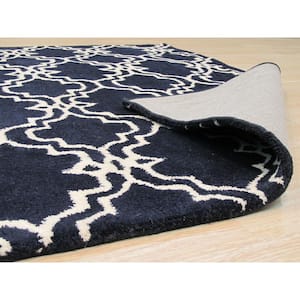 Blue 5 ft. x 8 ft. Hand-Tufted Wool Traditional Trellis Moroccan Area Rug