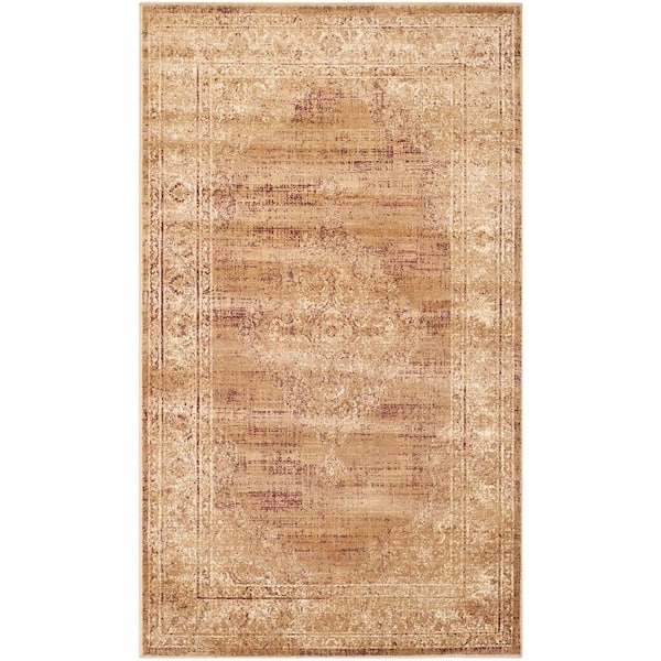 SAFAVIEH Vintage Taupe 3 ft. x 4 ft. Floral Border Medallion Area Rug