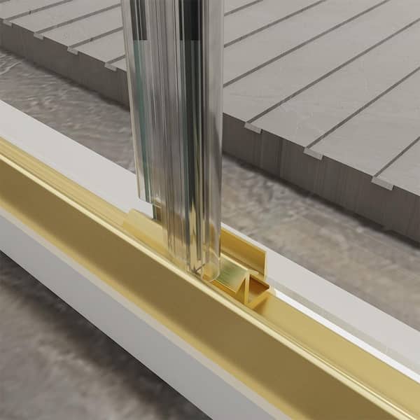 44-48 in. W x 70 in. H Sliding Framed Shower Door in Brush Gold with 1/4 in. (6 mm) Clear Glass