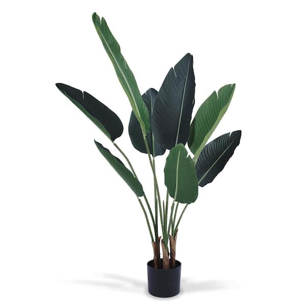 KUTON 47.24 in. Green Artificial Travelers Palm Tree in Pot