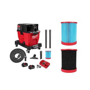 M18 FUEL 9 Gal. Cordless Dual-Battery Wet/Dry Shop Vacuum Kit with Extra High Efficiency Filter and Wet Foam Filter