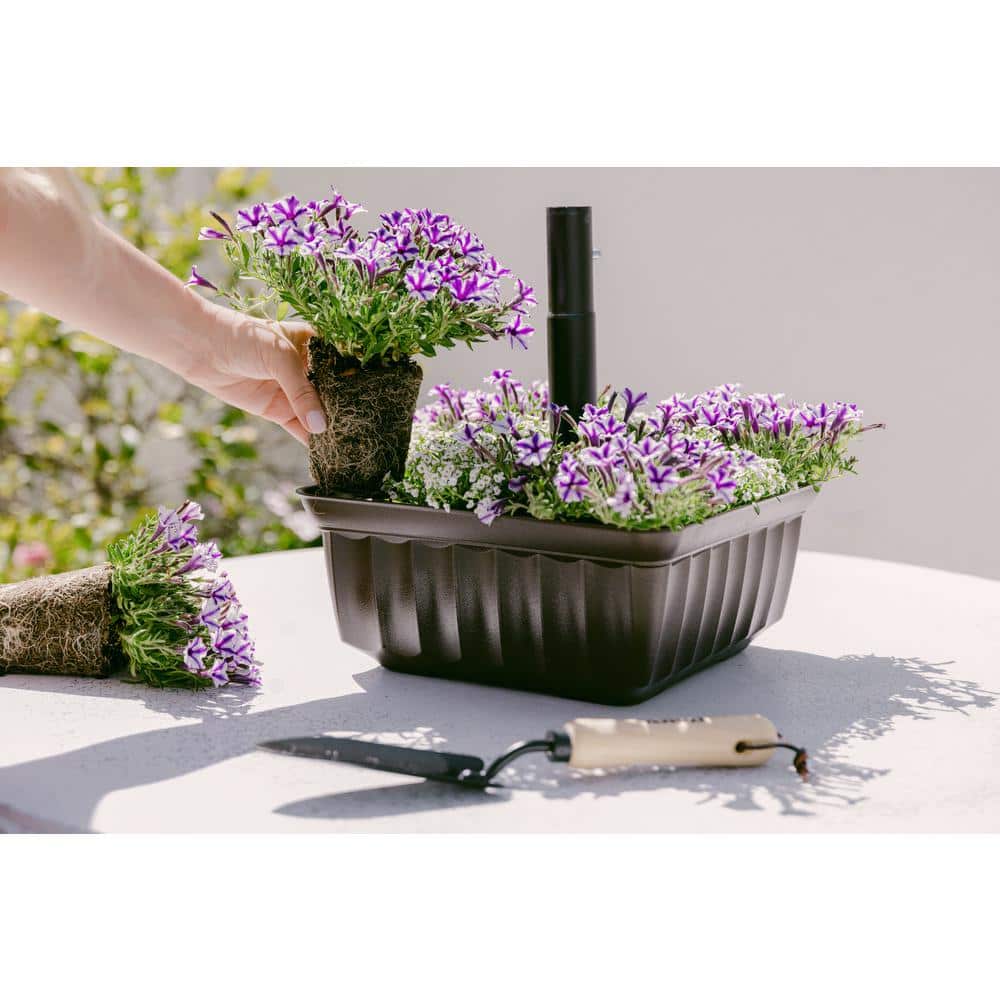 Gray Square HDPE Outdoor Planter with Drainage Holes
