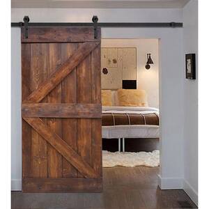 36 in x 84 in K Series DIY Dark Walnut Finished Knotty Pine Wood Barn Door Slab