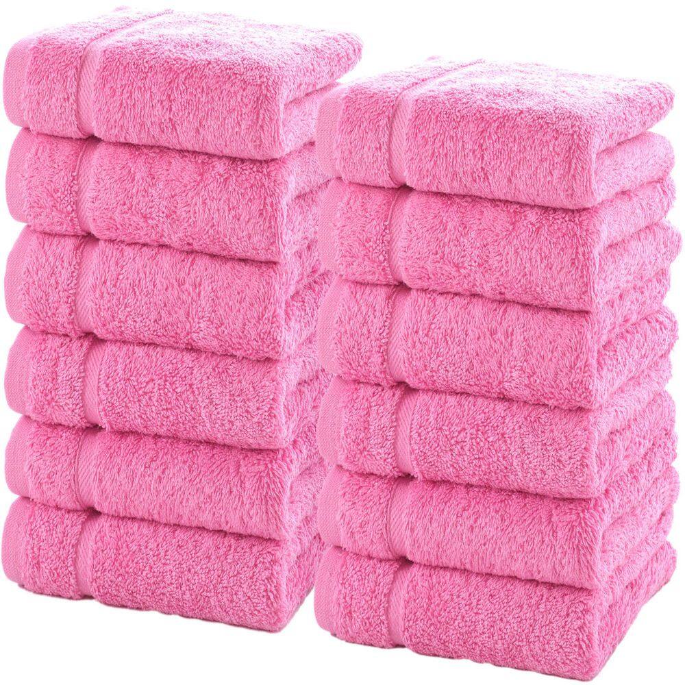Hawmam Linen 12-Piece Pink Luxury Cotton Washcloths 13 x 13 -Premium ...