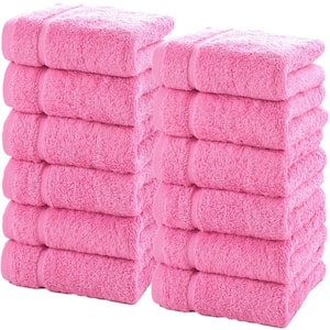 12-Piece Pink Luxury Cotton Washcloths 13x13-Premium Hotel Spa small Bath Towel Set