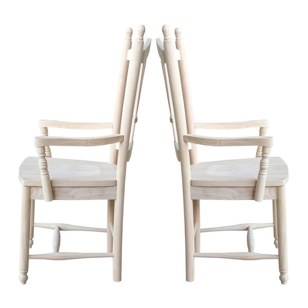 Traditional Sheafback Solid Wood Dining Chair in Unfinished Brown