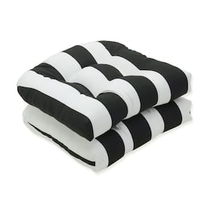Striped 19 in. x 19 in. Outdoor Dining Chair Cushion in Black/White (Set of 2)