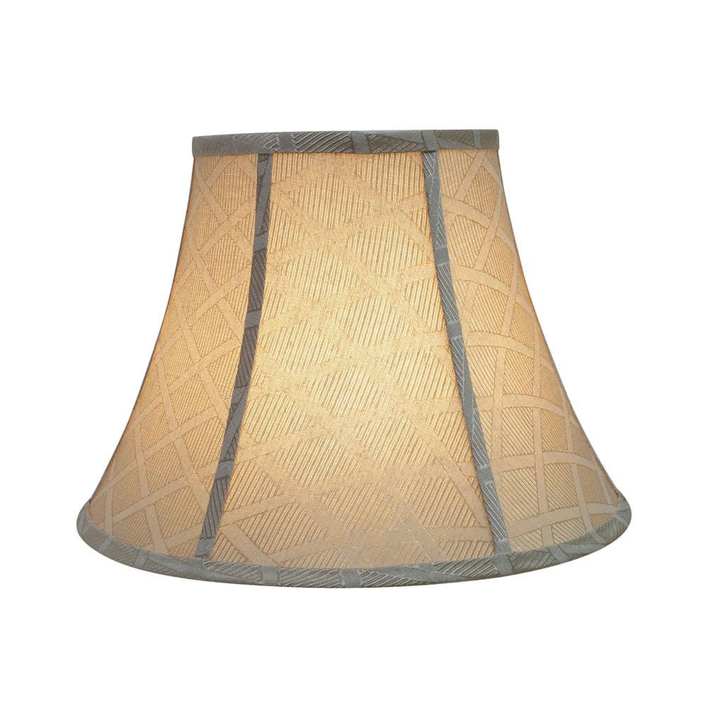 Off-White Jacquard Textured Fabric Bell Lamp Shade, 13" Wide