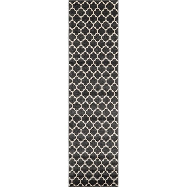 Unique Loom Trellis Philadelphia Black/Beige 2' 7 x 10' 0 Runner Rug