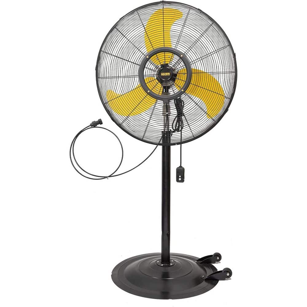 HICFM 30 in. Yellow Misting Outdoor Oscillating Pedestal Fan, IP44 Motor, 1/3 HP, 9 ft. Cord and GFCI Plug, UL Listed price history on PriceWatchPro