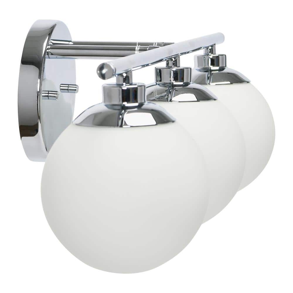 Lorne Chrome and Frosted Glass 3-Light Vanity Light