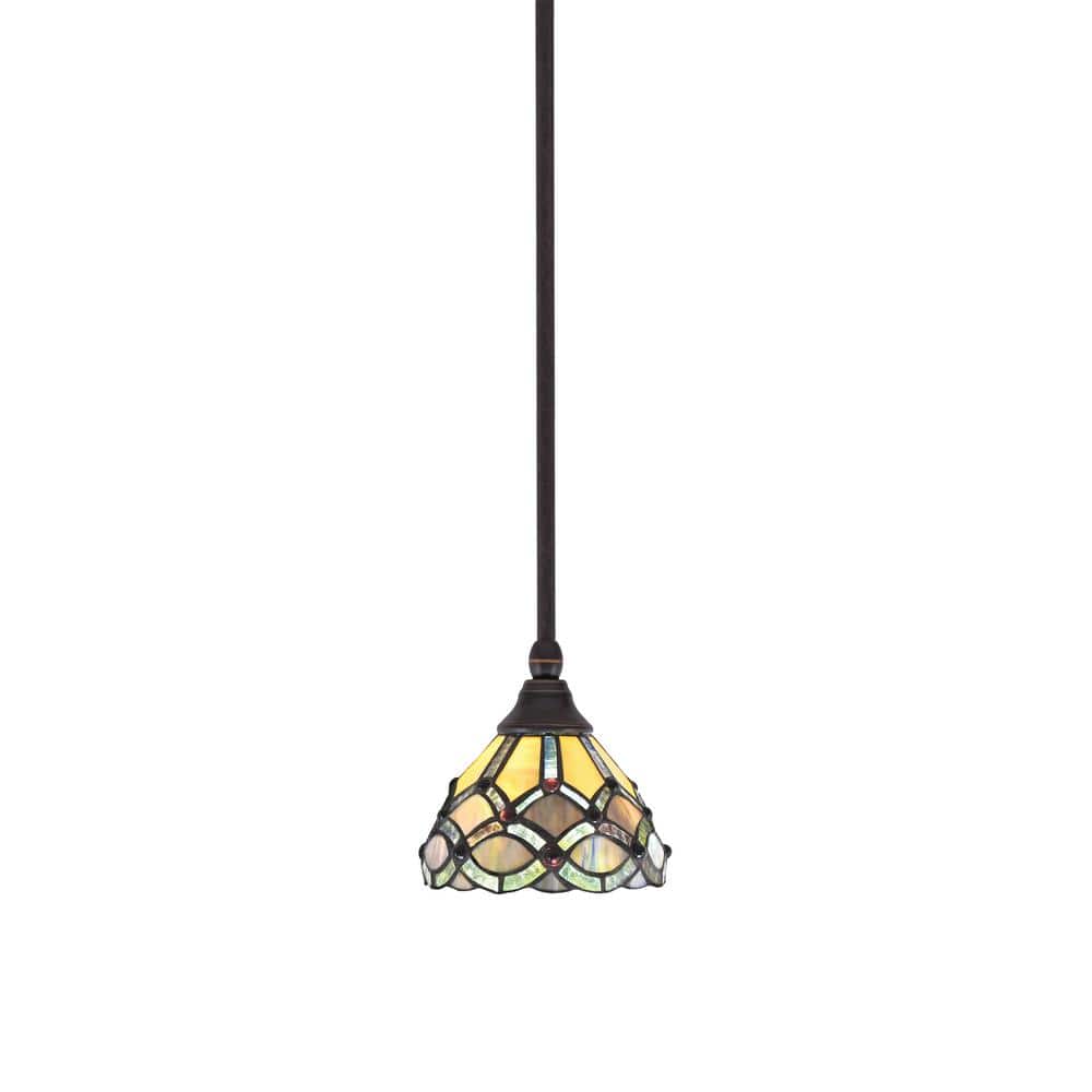 Sparta 100-Watt 1-Light Dark Granite Shaded Pendant Light with Grand Merlot