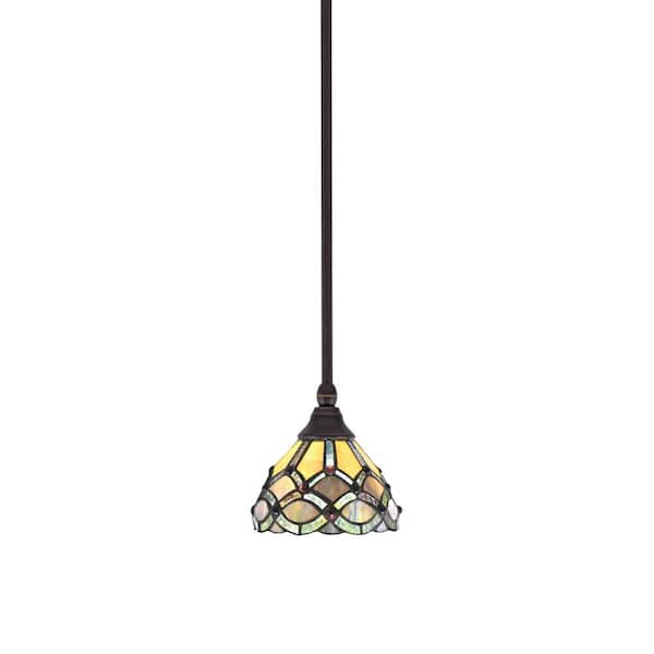 Unbranded Sparta 100-Watt 1-Light Dark Granite Shaded Pendant Light with Grand Merlot Art Glass, No Bulb Included