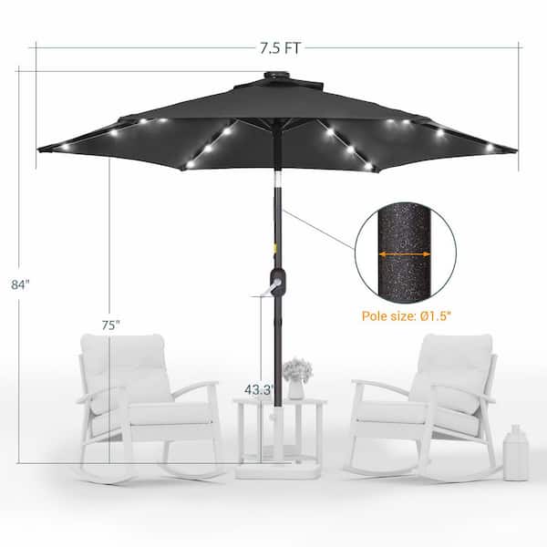 black and white patio umbrella with solar lights Sunnyglade 9' LED Umbrella, 8 Ribs Tilt & Crank Crafted with a durable powder WestinTrends 10 ft Outdoor Patio