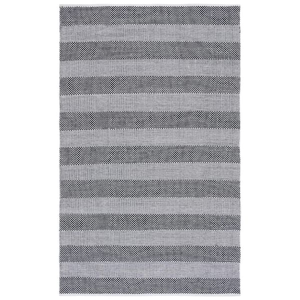 SAFAVIEH Striped Kilim Ivory Black Doormat 3 ft. x 5 ft. Striped Area Rug
