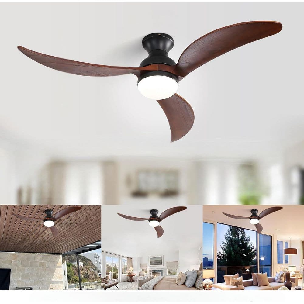 52 in. Smart Indoor Black Ceiling Fan with Light, Dimmable, Quiet Reversible DC Motor, 3 Wood Blades and Remote price history on PriceWatchPro