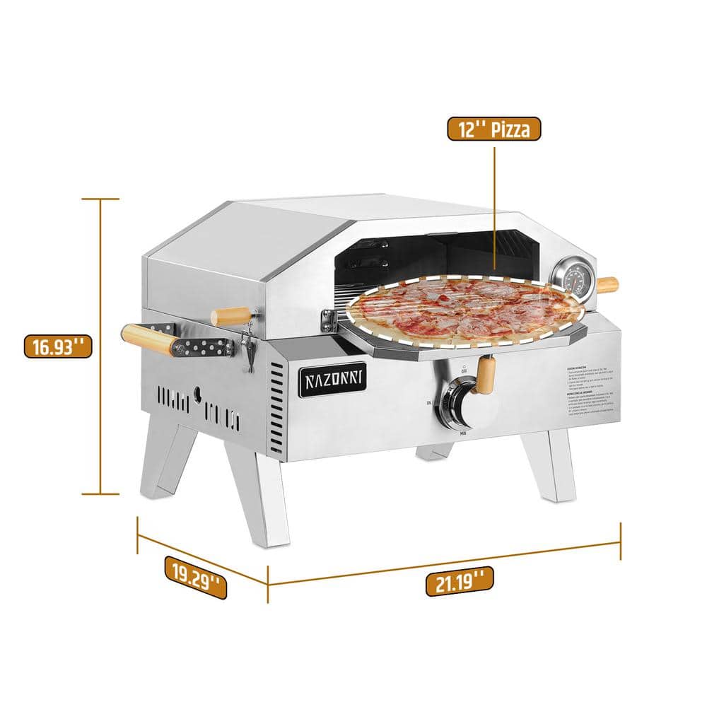 Portable Stainless Steel Gas Pizza Oven with Thermometer