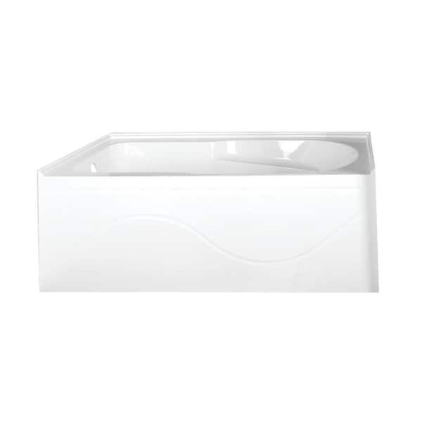 Kingston Brass Aqua Eden Margaret 60 in. Acrylic Left-Hand Drain Rectangular Alcove Bathtub in White