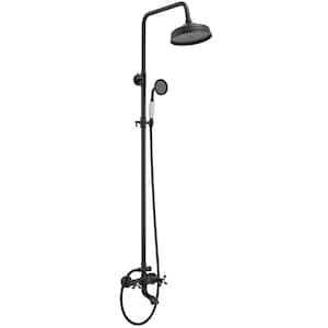 Double Handle 1-Spray Shower Faucet 1.8 GPM Wall Bar Shower Kit with High Pressure in. Matte Black (Valve Included)