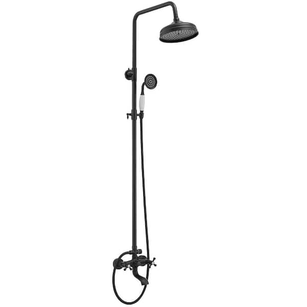 BWE Double Handle 1-Spray Shower Faucet 1.8 GPM Wall Bar Shower Kit with High Pressure in. Matte Black (Valve Included)
