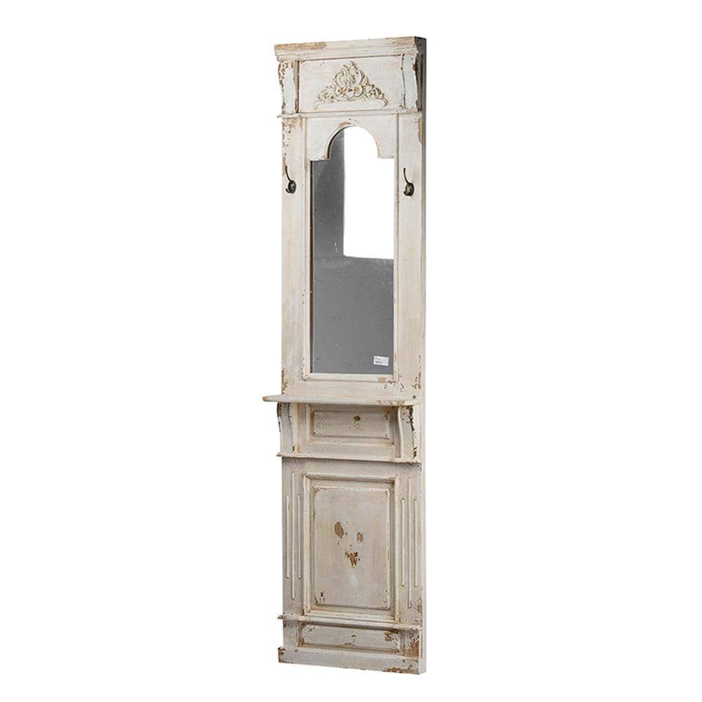 Antique White Full Length Distressed Wood Wall Mirror