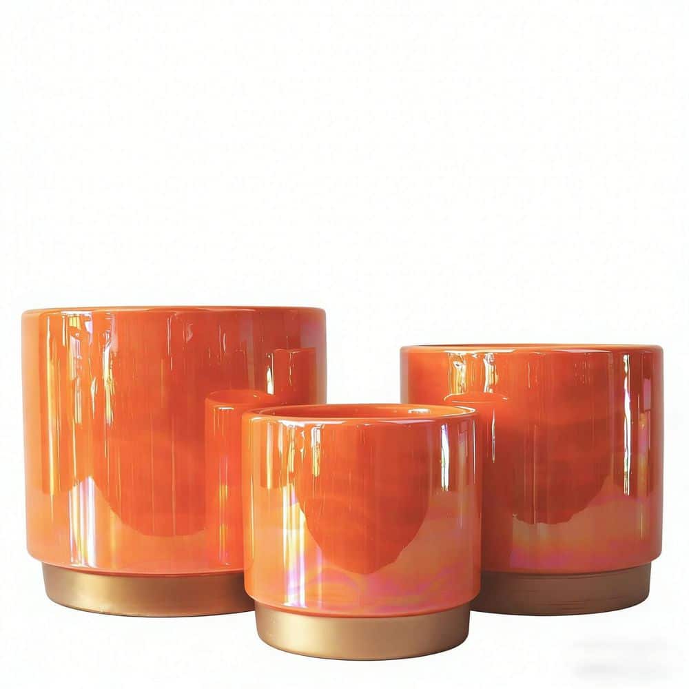 OGETFUUR Rainbow Pearl Glaze Ceramic Indoor Planter with Drainage